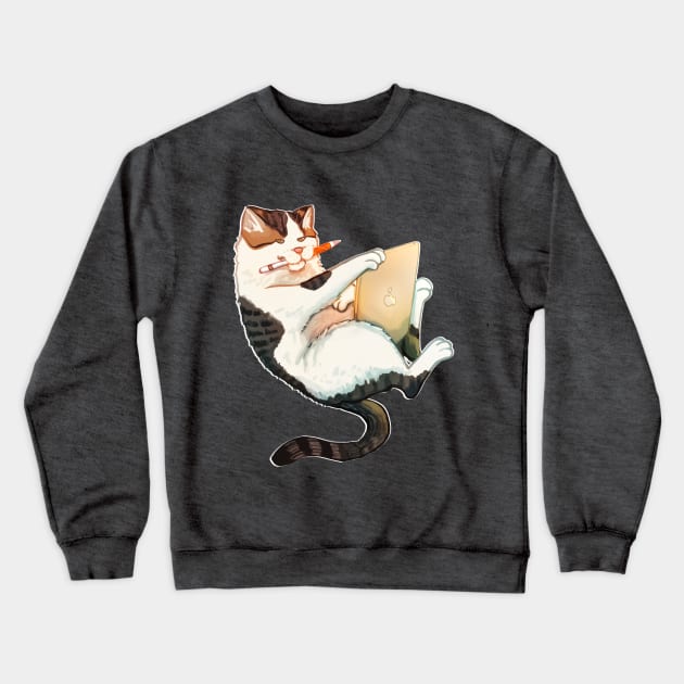 iPad Artist Cat Crewneck Sweatshirt by staypee